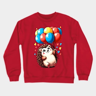 Cute Hedgehog with Colorful Balloons Crewneck Sweatshirt